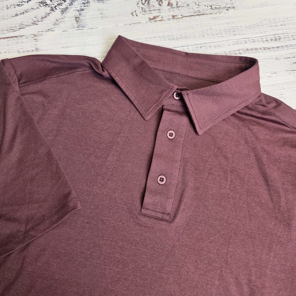 Quince‎ Flowknit Ultra Soft Performance Polo Mens Medium Burgundy Short Sleeve